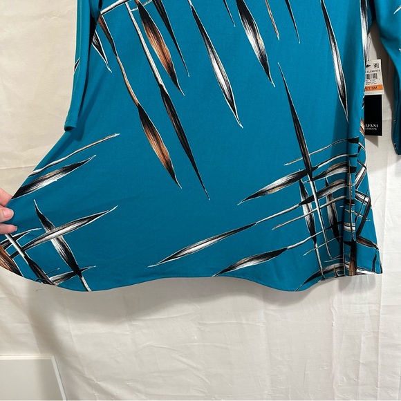 Alfani Womens Printed High Low Swing Tunic in Teal Petite Small - Picture 4 of 9